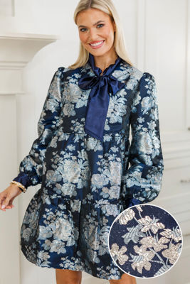 Nursing Collection: Never Too Late Navy Toile Dress