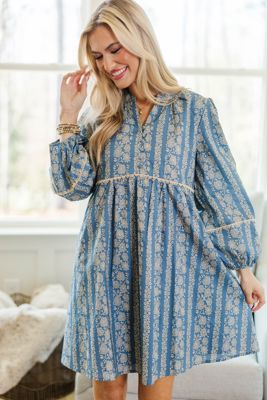 Nursing Collection: Your Biggest Wish Blue Floral Dress