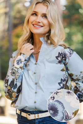 Into The Skies Blue Floral Blouse