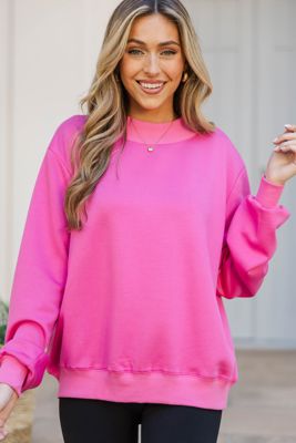 The Everyday Edit Fuchsia Pink Mock Neck Sweatshirt