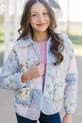 Girls: Preorder: The Olivia Blue Quilted Jacket