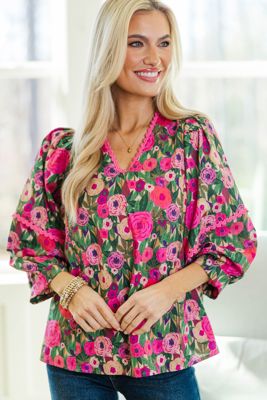 Nursing Collection: Go With It Pink Floral Blouse