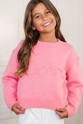 Girls: With Love Pink Script Sweater