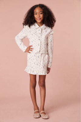 Girls Wylder Ikat Floral Print Skirt