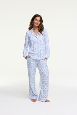 Loveshackfancy X Roller Rabbit Starry Nights Lattice Long Sleeve Polo Pajamas