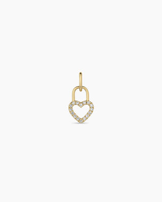 Diamond Heart Padlock Charm