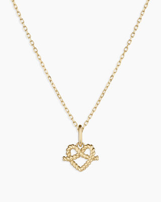 14K Gold Love Knot Charm Necklace