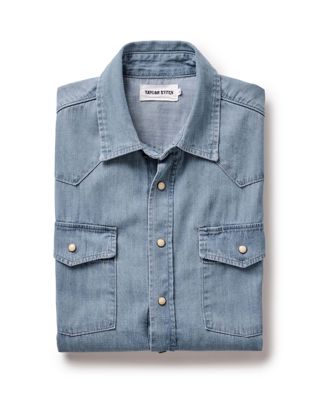 The Glacier Shirt In Washed Indigo Selvedge Denim