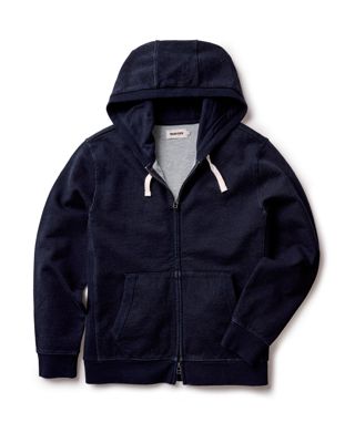 The Apres Zip Hoodie In Rinsed Indigo Terry