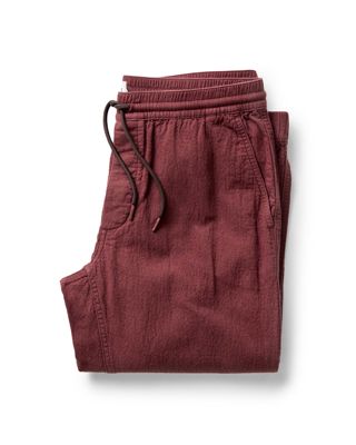 The Apres Pant In Burgundy Double Cloth