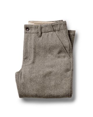 The Carnegie Pant In Gravel Herringbone Wool
