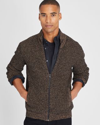Textural Mouline Full Zip Sweater