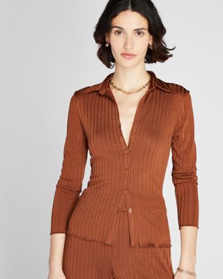 Long-Sleeve Ribbed Cardi
