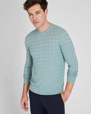 Wool Blend Houndstooth Crewneck