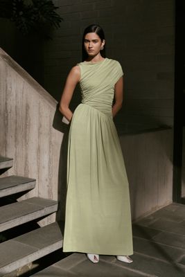 Ayeshya Slinky Asymmetric Maxi Dress - Sage