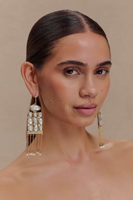 Annika Horizontal Resin Drop Earrings - Gold