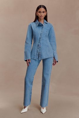 Janine High Waisted Straight Leg Jeans - Classic Blue