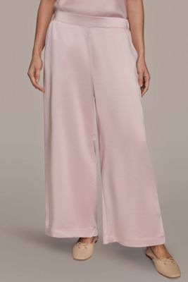 Satin Mid-Rise Wide-Leg Ankle Pant