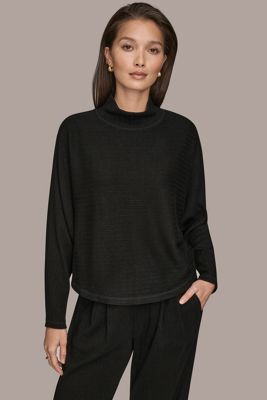 Cropped Ribbed Mock-Neck Top