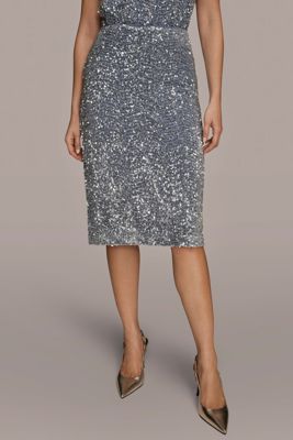Sequined Midi Pencil Skirt