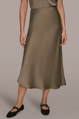 Satin Midi A-Line Skirt