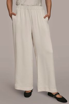 Satin Mid-Rise Wide-Leg Ankle Pant