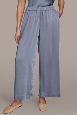 Satin Mid-Rise Wide-Leg Ankle Pant