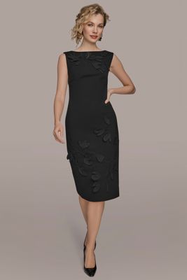 Floral Appliqué Sleeveless Sheath Dress