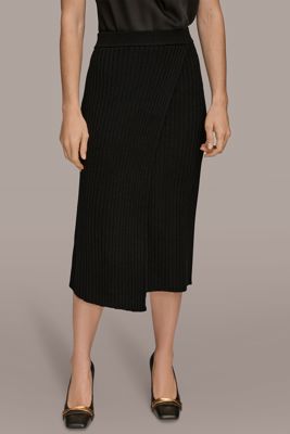 Wool Wrap-Effect Midi Skirt