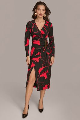 Wrap-Effect Midi Dress