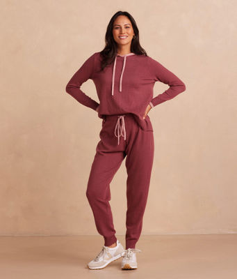 The Coziest Cashmere Blend Jogger - Rosewood & Shell