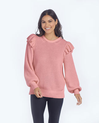 The Flirty Ruffle Sleeve Sweater - Desert Rose