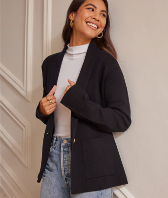 The Ribbed Sweater Blazer - Sea Urchin