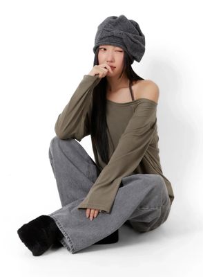 Casual Fleece Loose Fit Long Sleeve Tee Id526