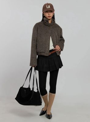 High Neck Zip Up Jacket Ij509