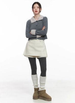 Elegant Wool Mini Skort Cj506