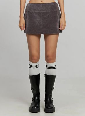 Velvet Low-Rise Mini Skirt Ij502