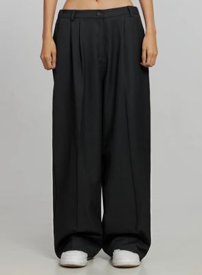 Relaxed Fit Wide-Leg Trousers Ij502