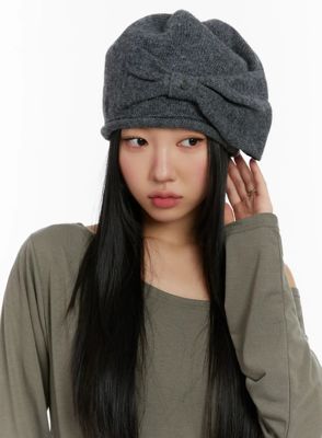 Cozy Knit Side Ribbon Beanie Id526