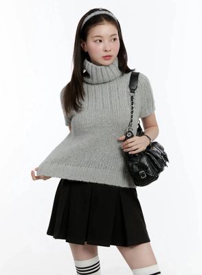 Chic Turtleneck Short Sleeve Sweater Id526