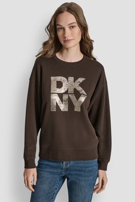 Distressed Dkny Foil Logo Sweatshirt