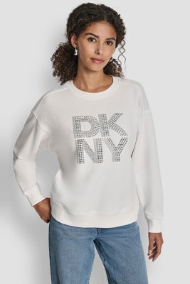 Dkny New York Stacked Mixed Rhinestone Logo Sweatshirt