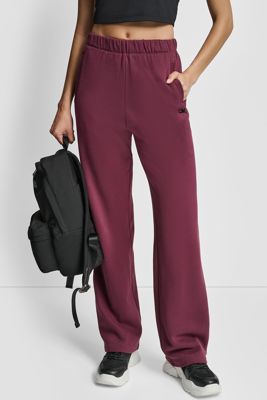 Flocked Logo Boyfriend Open Leg Pant With Pockets