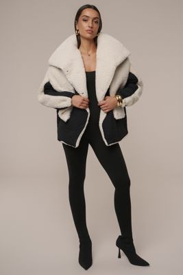 Black/Ivory Contrast Sherpa Jacket