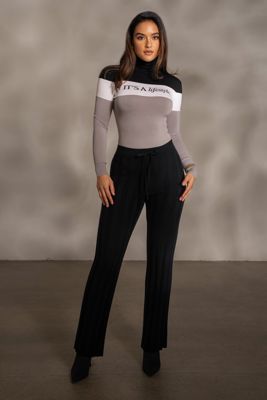 Black Darcey Ribbed Pants