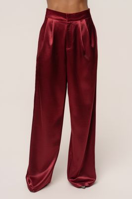 Burgundy Signature Satin Trousers