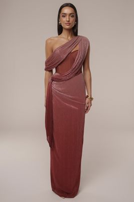 Red Celestina Draped Maxi Dress