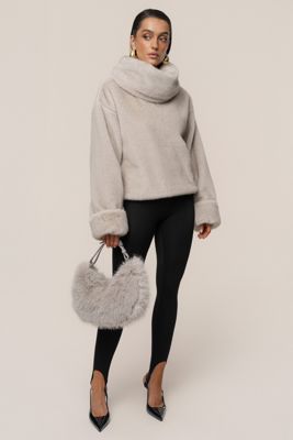 Stone Polished Faux Fur Pullover