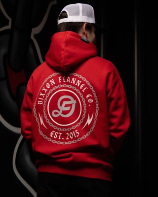 Gray & White Linked Pullover Hoodie - Red