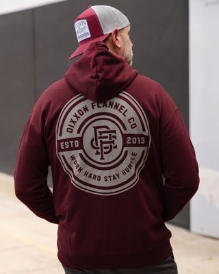 Gray Work Hard Badge Zip Up - Maroon